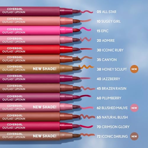 Covergirl Outlast Lipstain, 72 Iconic Darling, Smooth Application, Precise Pen-Like Tip, Transfer-Proof, Satin Stained Finish, Vegan Formula, 0.06oz - image 7