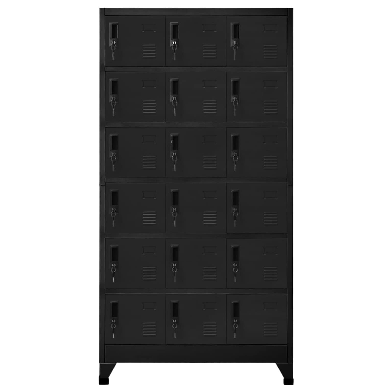 Tidyard Schrank, für Büro, Umkleidekabine, mit 18 Schränken, mit Schlüssel, aus Stahl, Grau, 90 x 45 x 180 cm, Ankleidekabine mit sauberem Schmutz, Metallschrank, Aktenschrank aus Metall