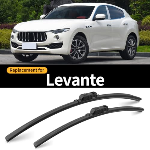 Image of Front and Rear Windshield Wipers for Maserati Levante for Car Window | Quiet and Streak-Free Front and Back Wiper Blades Assembly All-Season OEM Automotive Replacement Accessories