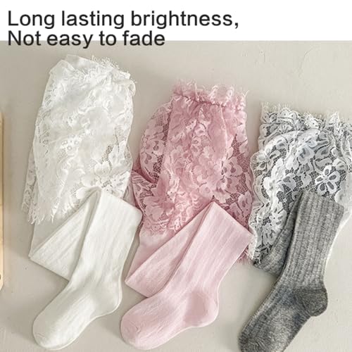 Girls Fashion Tights with Attached Lace Skirt Stretchy Waistband Soft Cotton Infants Leggings Play Essential3