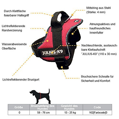 K9 Powergeschirr, Größe: M/0, Schwarz