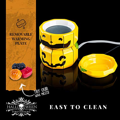 Halloween Forevermore Jack-O-Lantern Ceramic Wax Warmer | Flameless & Easy To Clean | Handcrafted Horror-Style Character Aromatherapy Candle Warmers #TOP3