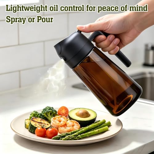 Image of 2 in 1 Oil Sprayer, Oil Sprayer for Kitchen Cooking, 470ml Oil Spray Bottle for Home (Brown+Black)