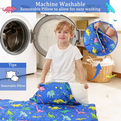 Image of Toddler Nap Mat for Preschool 50''x30'' Sleeping Mat with Removable Pillow and Minky Blanket for Kids Ages 3-7 Roll Up Soft Sleeping Bag for Boys Girls Kindergarten Daycare Sleepover