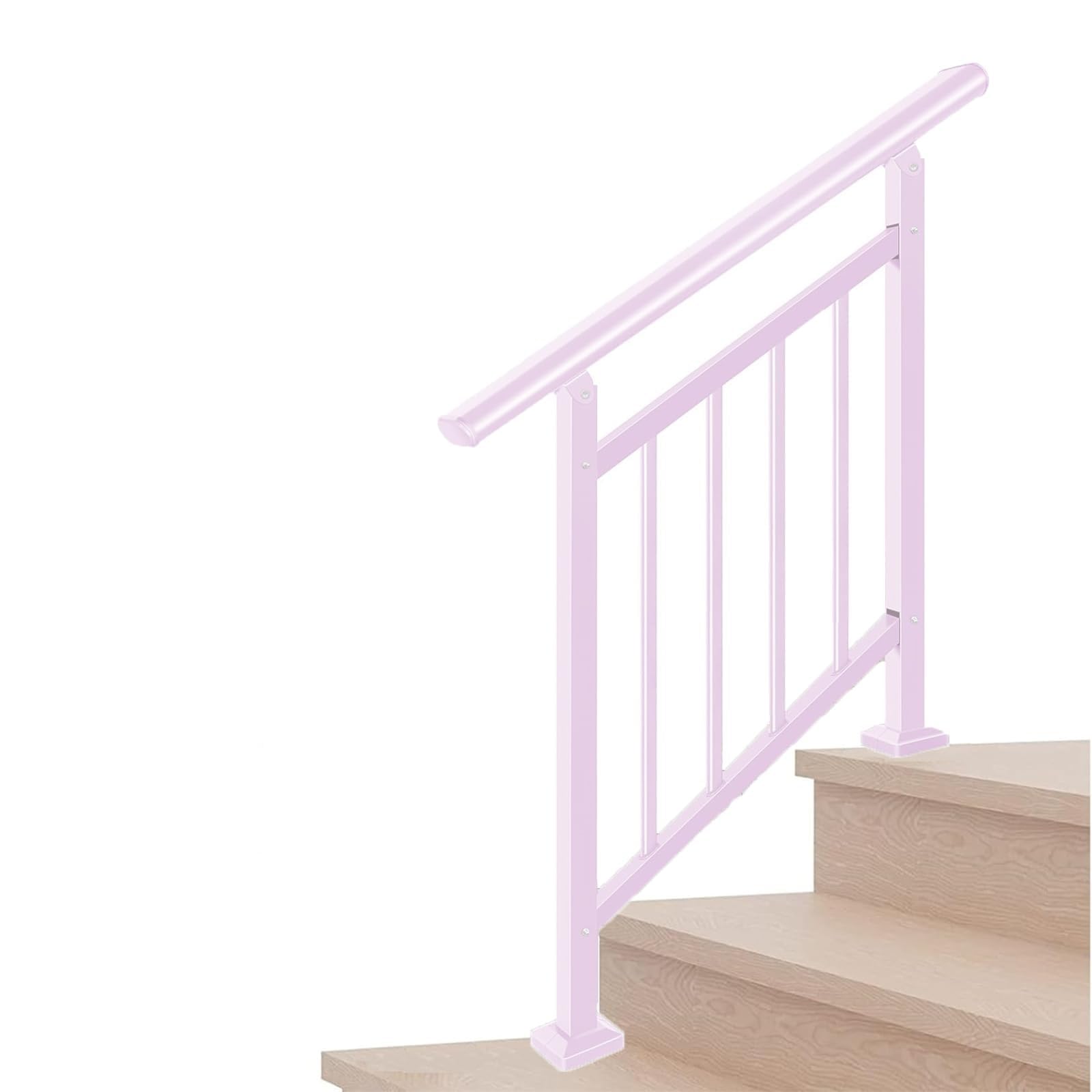 Metty Metal Handrail for Outdoor Steps - 1 to 4 Step Rails - Wrought Iron Handrail Indoor Outdoor Stair Railing - Indoor Stair Handrail Outdoor Handrail Easy Installation Stair Railing Black