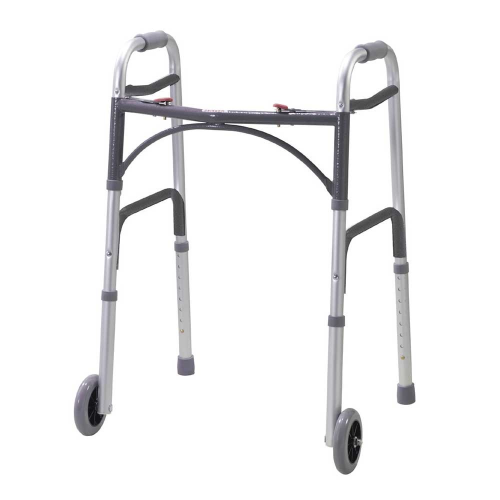 NRS HealthcareLightweight Height Adjustable Folding Walking Frame With Wheels