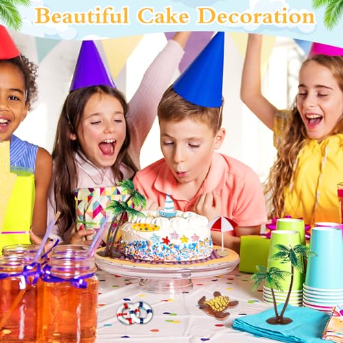 Amzeeniu Strand-Mikrolandschaft 42 Stück Mini-Stranddekorationen Miniliegestuhl Kleine Palme Deko Muscheln Deko Schildkröte Deko für DIY Zen Garten Dekoration Einzigartiges Geschenk Surfbrett deko