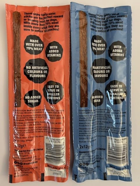 Rosewood Meat Sticks Variety Pack (Beef / Poultry) - 8 Packets / 16 Stick Treats - Image 3