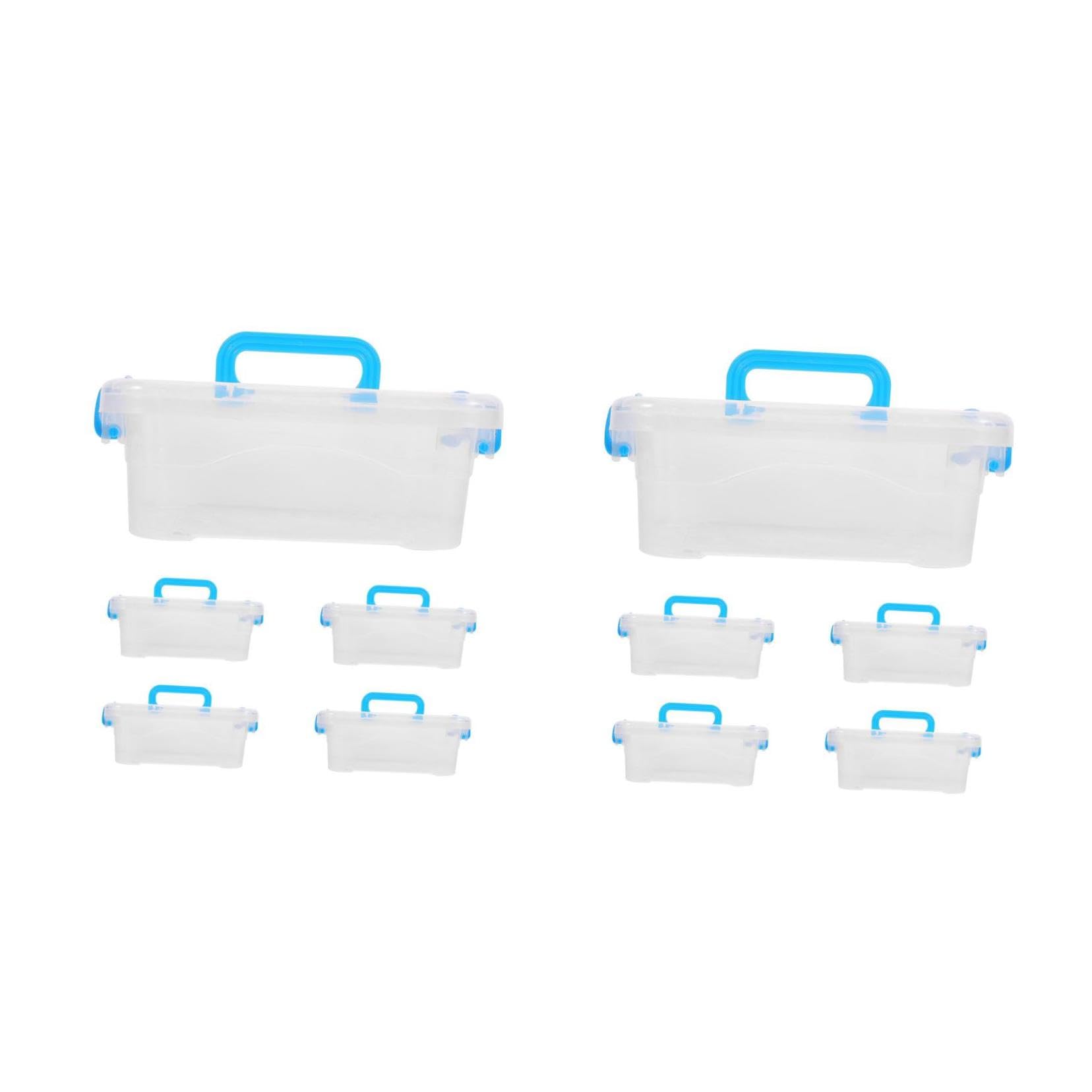 Boite de rangement Lurrose 10 pièces en bleu pour bureau et jouets