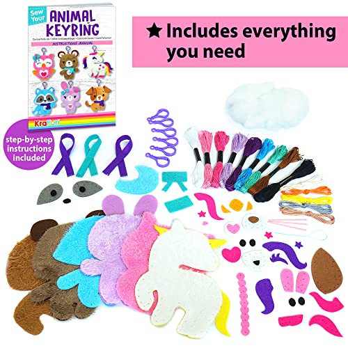 KRAFUN-Unicorn-Sewing-Keyring-Kit-for-Kids-Age-7-8-9-10-11-12-Learn-Art-Craft-Includes-6-Stuffed-Animal-Bear-Dog-Rabbit-Raccoon-Owl-Dolls-Instruction-Felt-Materials KRAFUN-Unicorn-Sewing-Keyring-Kit-for-Kids-Age-7-8-9-10-11-12-Learn-Art-Craft-Includes-6-Stuffed-Animal-Bear-Dog-Rabbit-Raccoon-Owl-Dolls-Instruction-Felt-Materials
