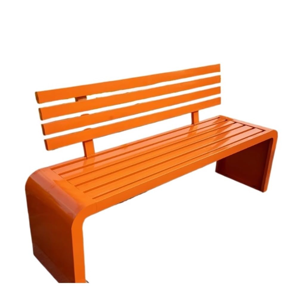 Ławka parkowa na zewnątrz z oparciem – odporna na korozję siedzisko ogrodowe z żelaza i drewna, 100 cm, ławka rekreacyjna do przestrzeni publicznych, elegancki design, futro na zewnątrz
