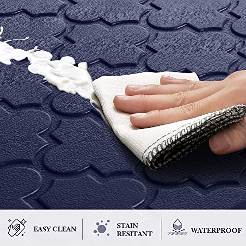 Image of Kitchen Mat [2 PCS] Cushioned Anti-Fatigue Floor Mat Water Resistant Non-Skid Kitchen Mats and Rugs Ergonomic Comfort Foam Kitchen Rugs Standing Mat for Kitchen Floor Office Sink Laundry(Blue)
