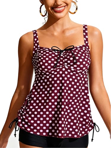 Best Swimsuits for Older Women With Shorts: 9 Flattering Picks for Confidence in 2026 10 Septangle Women High Waisted Bathing Suits with Drawstring Paisley Print Two Piece Tankini Swimsuits Adjustable Drawstring Swimming Suit.(Red Purple&Polka dot, US 18)