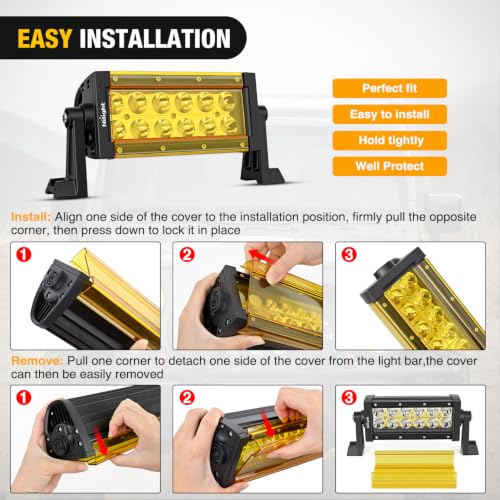 Image of Nilight 7.5 Inch 36 W Spot LED Light Bar Yellow Cover