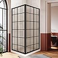 ELEGANT Corner Shower Enclosure 36 in. D. x 36 in. W. x 72 in. H, Double Sliding Shower Door with 1/4 in. Clear Glass, Black Finish (Shower Base Not Included)