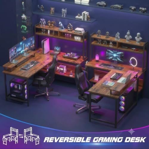 Image of TEKAVO Tonny L Shape Table for Home Office, Computer Table for Home Pc, L Shaped Office Table, Gaming Work Desk | with Book Shelf + Monitor Riser, Forest Wood, Metal (124 x 48 x 75 Cm) | DIY