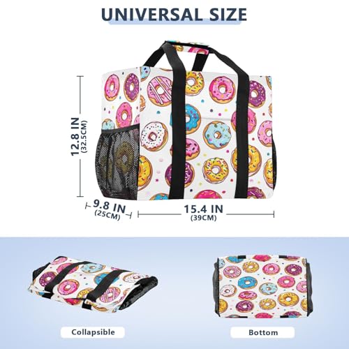 Nander Delicious Donuts Foldable Tote Bag Waterproof Sandproof Women Beach Bag Handbag Gym Bag Travel Shopping Bag2