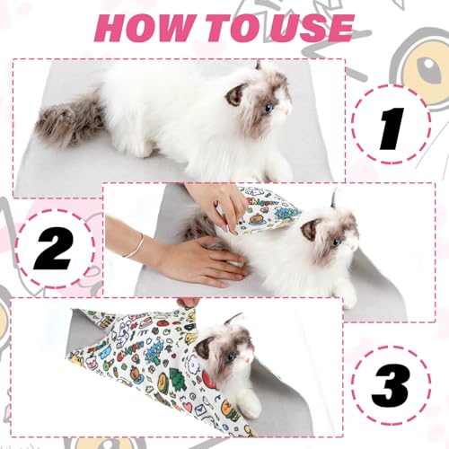 Image of Cat Grooming Wrap - Self-Adherent Anti-Scratch Swaddle Restraint Bag for Stress-Free, Soft Cat Blanket to Wrap Cat for Nail Clipping, Anti-Scratch, Anti-Escape, Multifunctional Wrap (21.7 x 21.7 inch)