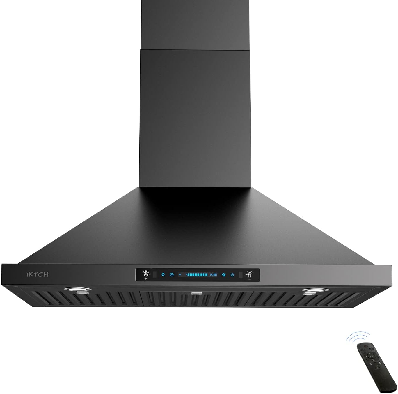 IKTCH 30 inch Black Wall Mount Range Hood, 900 CFM Ducted