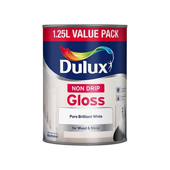Buy Dulux 1.25 Litre Non Drip Gloss Paint Pure Brilliant White by