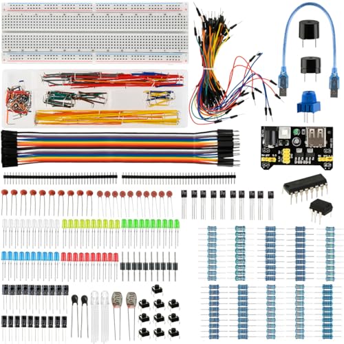 CENBEN 461Pcs Electronics Fun Kit Breadboard Kit with Power Supply Module Jumper Wires Precision Potentiometer Resistor for Arduino UNO STM32 Raspberry Pi