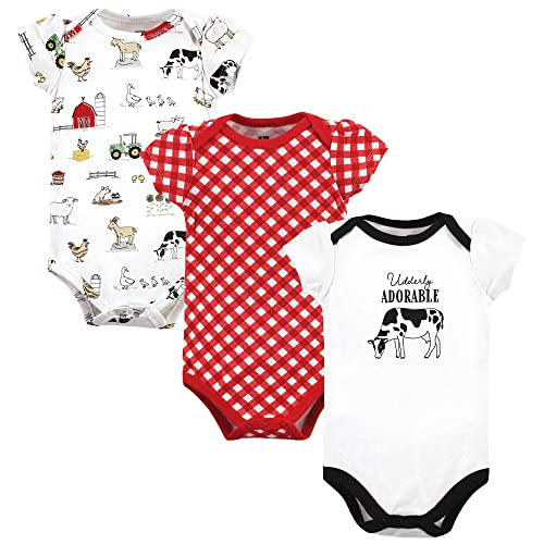 Image of Hudson Baby Unisex Baby Cotton Bodysuits, Udderly Adorable, 12-18 Months