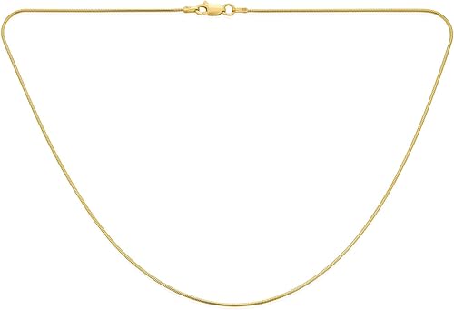 Miniatura 2 de Bling Jewelry Collar de cadena de serpiente mágica de 8 lados chapado en oro amarillo de 14 quilates, flexible y fuerte de 1,2 o 0.118 in