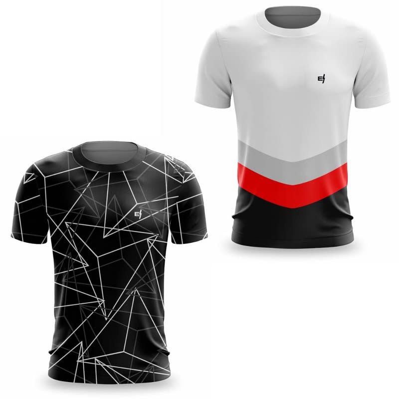 Kit 2 Camiseta Masculina Fitness Academia Esportiva Dry UV Beach Tennis Musculação Treino Gênero:Masculino;Cor:Branco;Ta