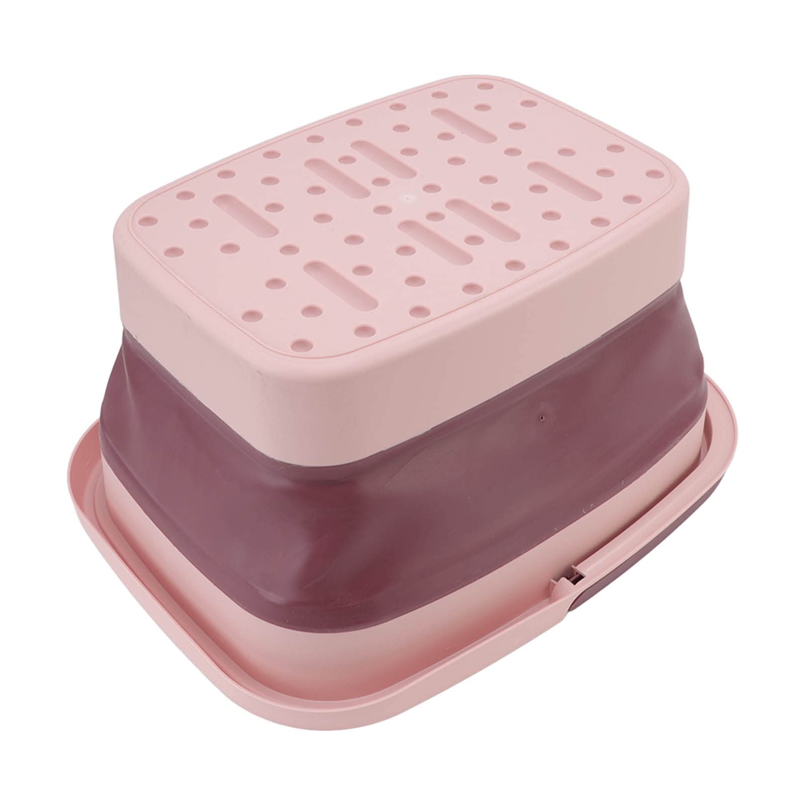 Cubo de masaje plegable de silicona para el hogar y los viajes, cuenca de spa portátil para la relajación (rosa)