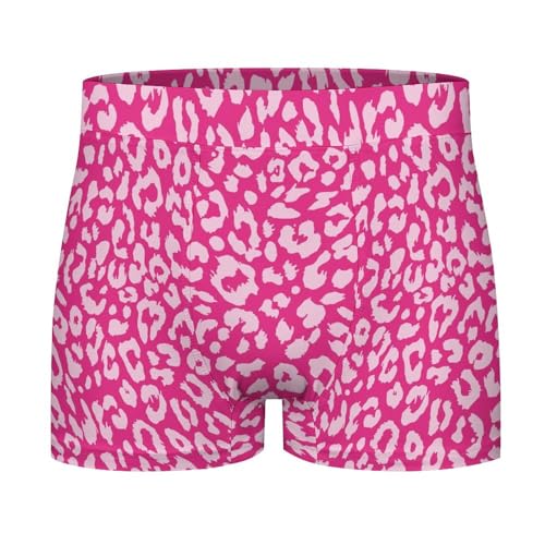 Leopard Pink Print Mens Underwear, Boxers for Men, Soft Moisture-Wicking Breathable Boxer Briefs3