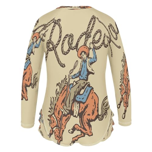 QUGRL Girls Rash Guard Swimsuit Size 7 Size 8 Rodeo Cowboy One Piece Girl Bathing Suit Vintage Zipper UPF 50+ Rashguard Swimwear3