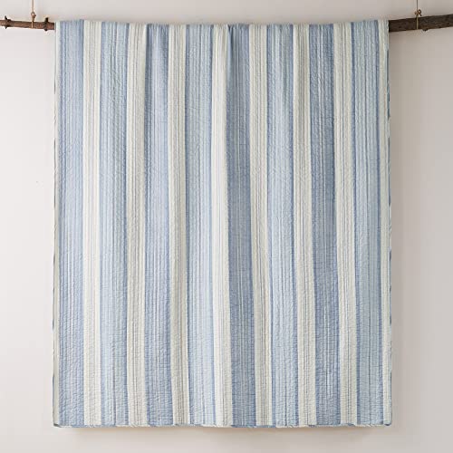 Levtex Home - Ipanema Quilt Set - Full/Queen Quilt + Two Standard Pillow Shams - Coastal - Blue, Taupe and Cream - Quilt Size (88x92in.) and Pillow Sham Size (26x20in.) - Reversible - Cotton Fabric by Levtex Home - Used condition - Image 6