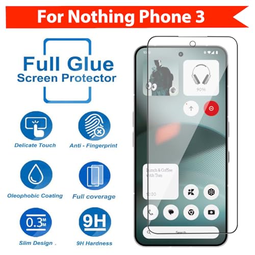 Image of POPIO Military-Grade Gorilla Tempered Glass For Nothing Phone 3 (Black) 9H Hardness, Edge-to-Edge Full Coverage, Anti-Scratch, Bubble-Free, Ultra Clear HD Glass, Oleophobic Coating, Face ID Compatible