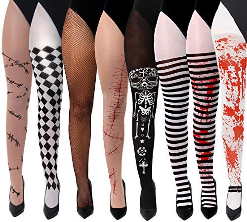I LOVE FANCY DRESS Womens Halloween Tights with Red Bloodstained Print