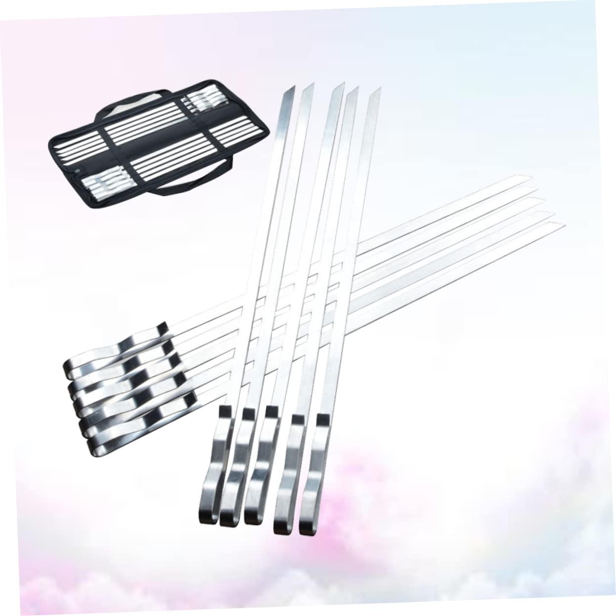 Abaodam 10pezzi Spiedini Per Barbecue in Acciaio Resistente Da Set Di Spiedini Per Manico Sagomato Cursore Integrato Per Sgancio Rapido Adatti Per Gamberetti Pollo e Verdure