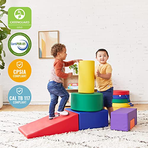 Image of ECR4Kids SoftZone Crawl and Climb Playtime Playset, Building Blocks, Assorted, 6-Piece