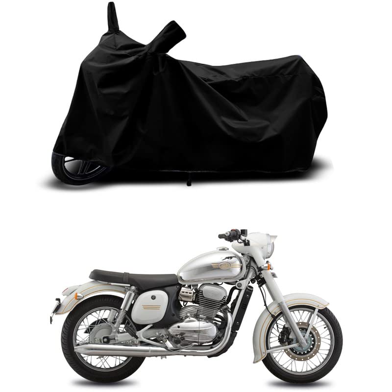 Image of 100% Scratchproof /UV-Rays /Heat Protection /Birds Dropping /Water Resistant /Dust Proof /Waterproof /Bike Scooty Two Wheeler Body Cover Compatible for Jawa Dual Channel Disc All Varient[Black]