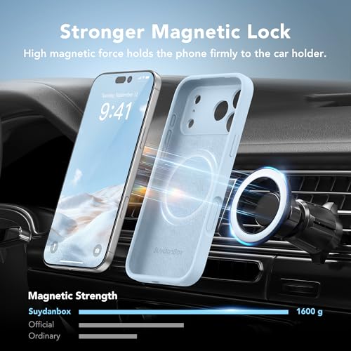 Image of Magnetic for iPhone 17 Pro Max Case, Compatible with MagSafe, [Full Camera Protection][Screen Protector] Silicone Shockproof Protective Phone Case for iPhone 17 Pro Max 6.9 inch, Light Blue