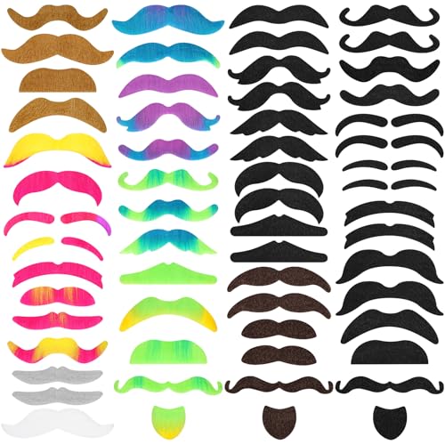 60 Pcs Fake Mustaches Self Adhesive Novelty Moustaches Variety of Styles for Costume Parties Cosplay Halloween Christmas 20 Designs Multicolored Suitable for All Ages Ideal Gift for Everyone