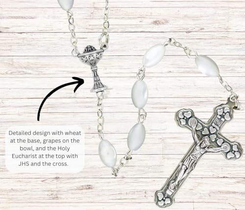 Pack of 10 - First Holy Communion Chalice Sacrament Rosary Center Piece Rosary Connector, 7/8" Silver Oxidized - Made in Italy4