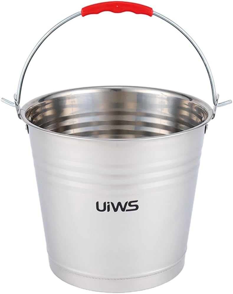 FRCOLOR Stainless Steel Bucket Galvanized Stainless Steel Containers with Lids Container with Lid Pail Dairy Pail Garbage Bin Milk Container Cooling Bucket Drinks Plastic, Silver