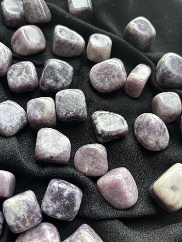 Image of Tumbled Stones, Natural Crystal Healing Stones, Home Office Decor, Aquarium Decorative Pebbles, Vase Fillers (Lepidolite, 50)