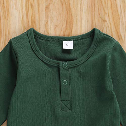 jiaoutky Infant Baby Boy Girl Fall Winter Clothes Outfit Solid Color Tops and Pants Kids Sweatsuit 2 Pieces Clothes Set (Green A, 3-6 Months)