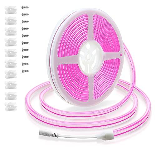 Image of ALITOVE Pink Neon Lights Strip for Custom Neon Signs 16.4ft Rope Light 5M 600 LEDs 12V DC Waterproof for Bedroom Bar Gaming Room DIY Wall Decor with DIY Accessories 【No Power Adapter & Controller】