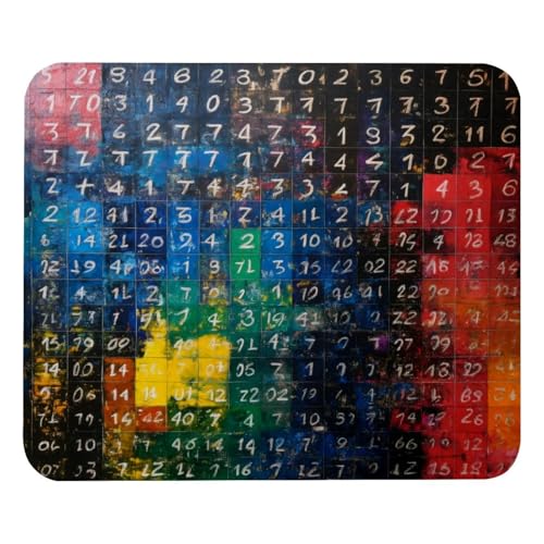 VAPOKF Alfombrilla de mouse cuadrada con números arábigos para computadora portátil de oficina, base de goma antideslizante, 8.3 x 9.8 pulgadas