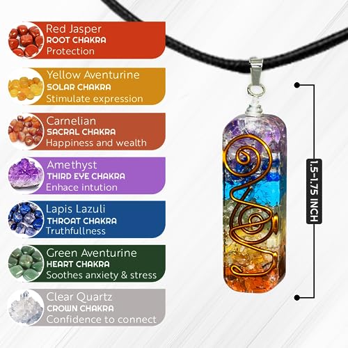 AstraVeda 7 Chakra Crystal Tree of Life with 2 Chakra Pendants & Mini Pyramid - Image 4