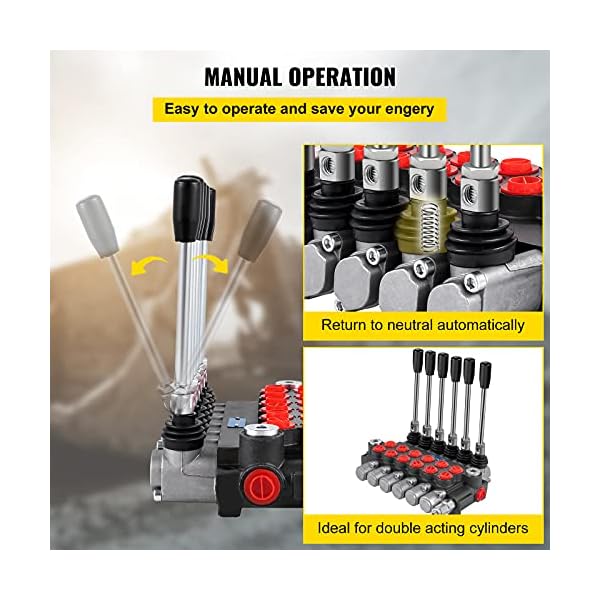VEVOR Hydraulic Directional Control Valve, 6 Spool Hydraulic Spool Valve, 11 GPM Hydraulic