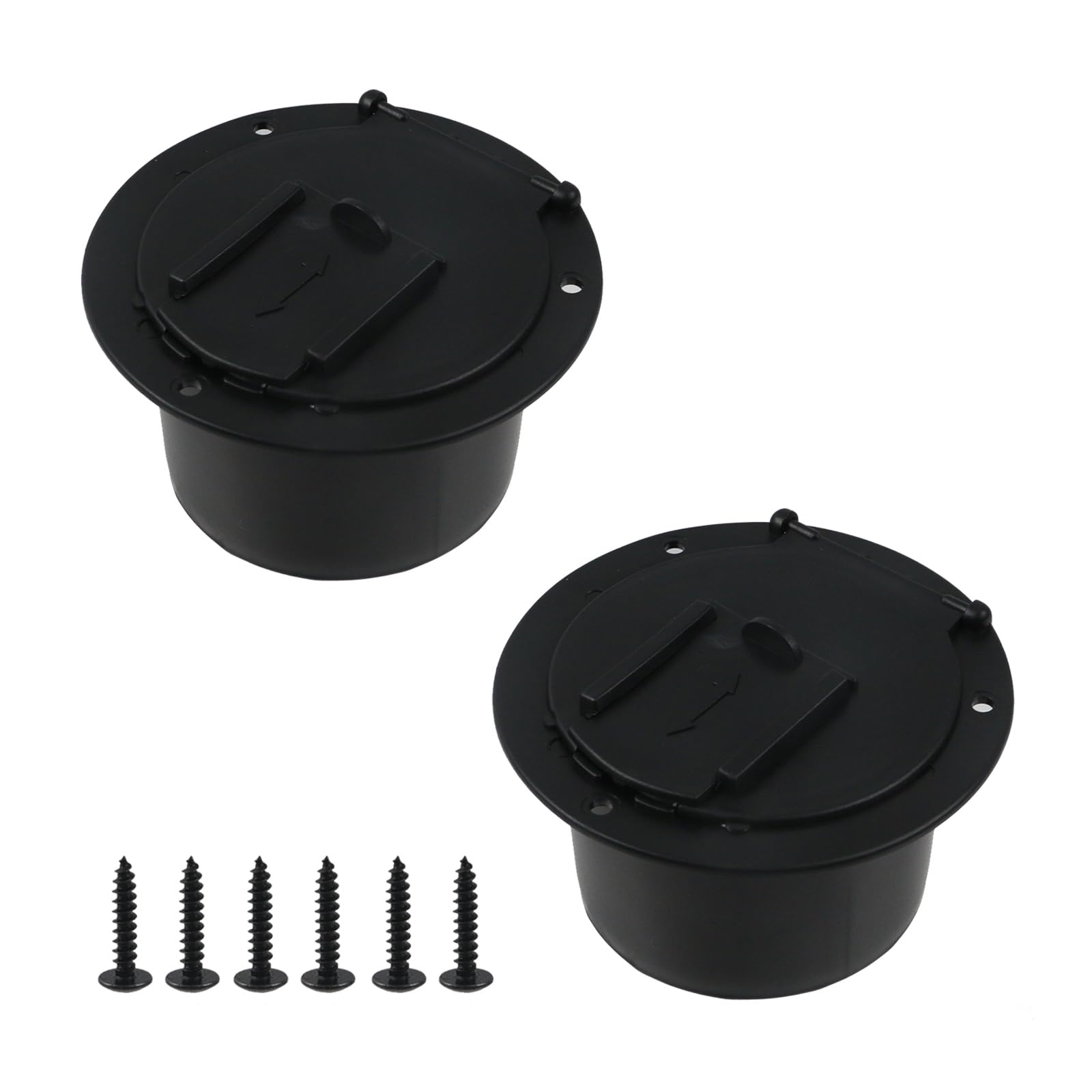 Tsnamay 2Pcs RV Round Electric Cable Hatch for 50 Amp Cords Power Cord Cable Hatch Cover,Black