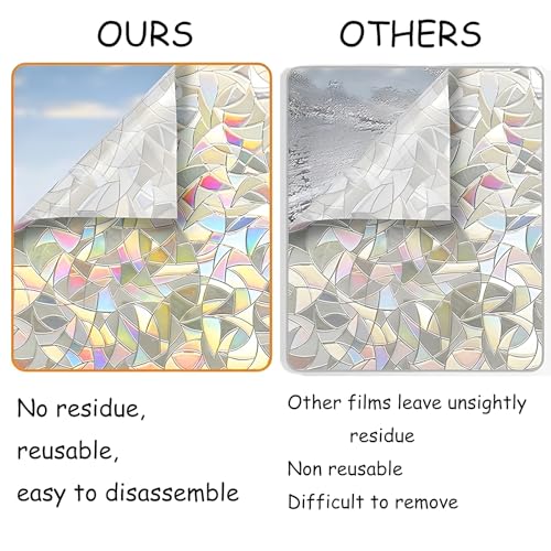 JYJLLM Rainbow Privacy Window Film, Self-Adhesive Frosted Glass Vinyl for Home, School, Office (30x200 cm) - 3D Design - Image 4