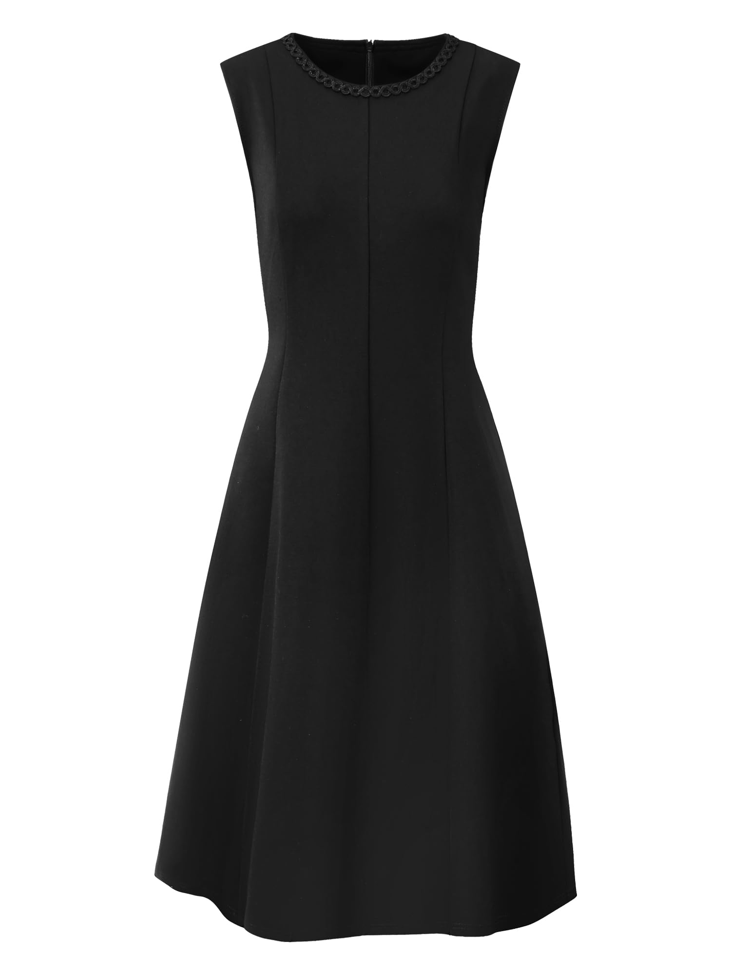 Hobemty Vestido sin Mangas para Mujer Corte A Cuello Redondo Estilo Empresarial Acampanado